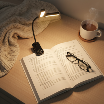 Lumeflex Dual Head LED Reading Light – Clip-On Book Lamp with 3 Color Modes