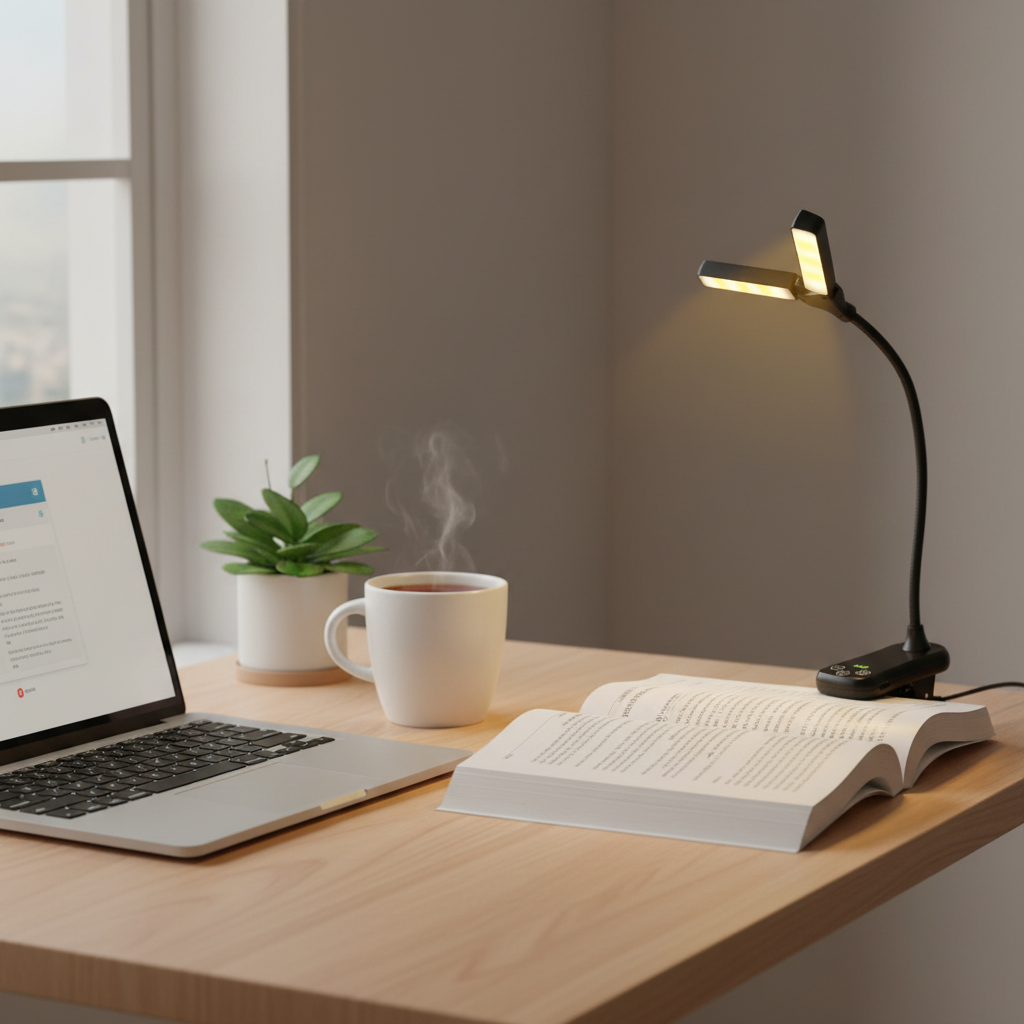 Lumeflex Dual Head LED Reading Light – Clip-On Book Lamp with 3 Color Modes
