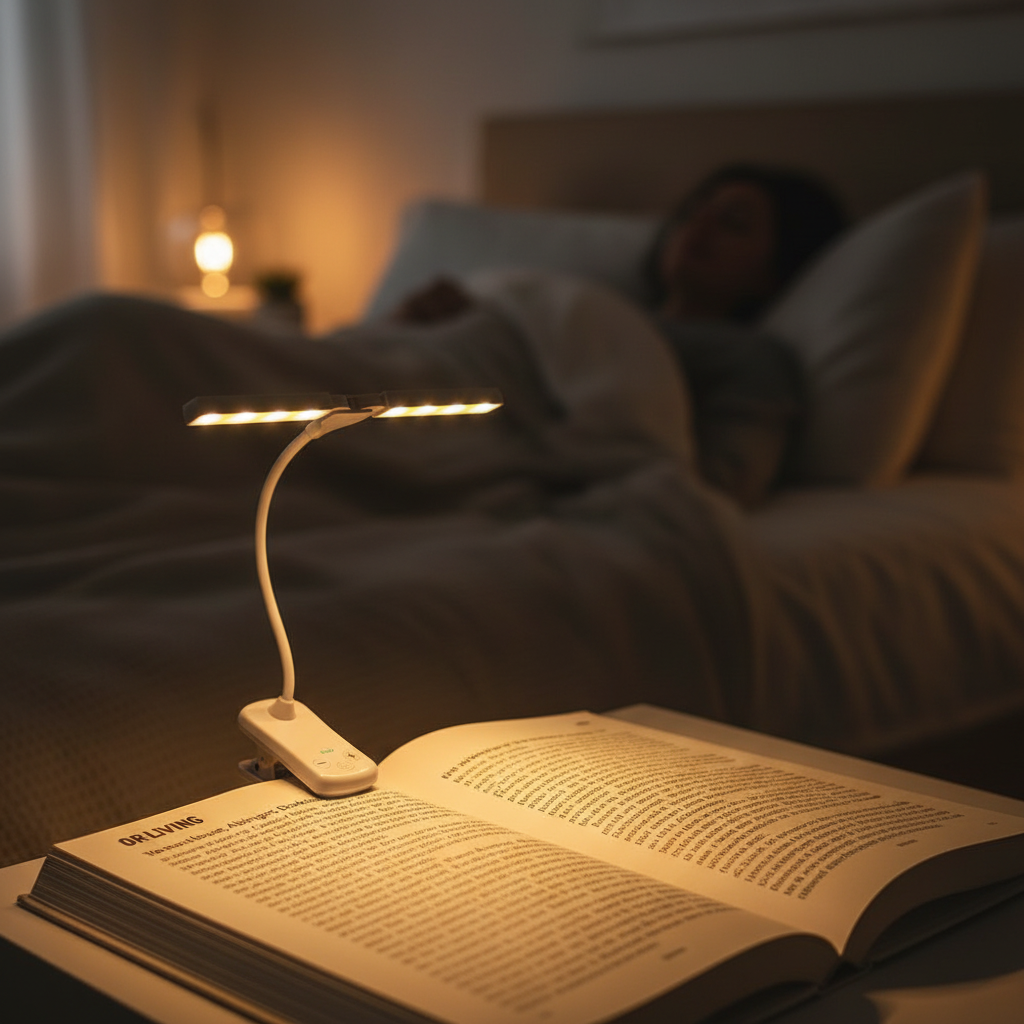 Lumeflex Dual Head LED Reading Light, white – Clip-On Book Lamp with 3 Color Modes