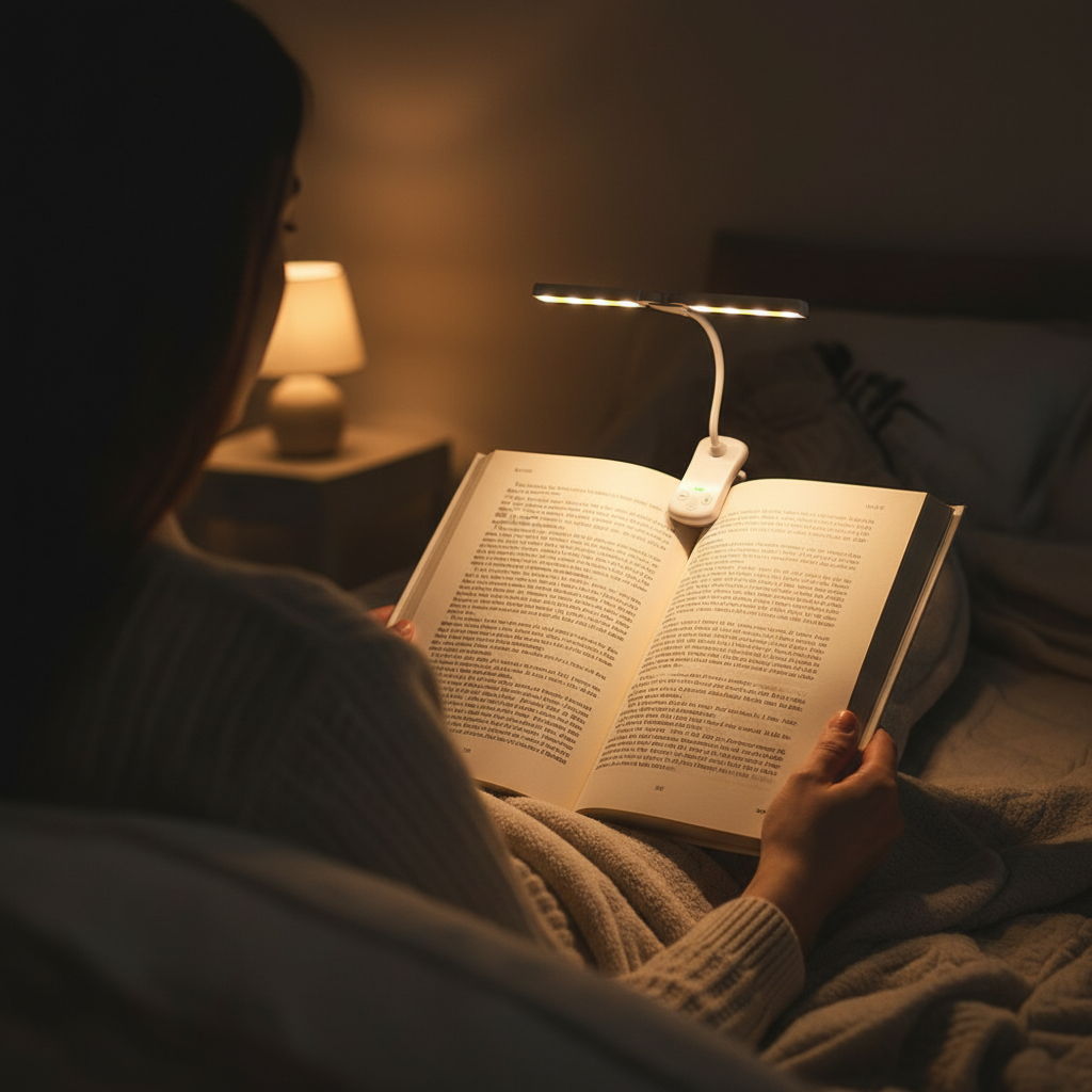 Lumeflex Dual Head LED Reading Light, white – Clip-On Book Lamp with 3 Color Modes