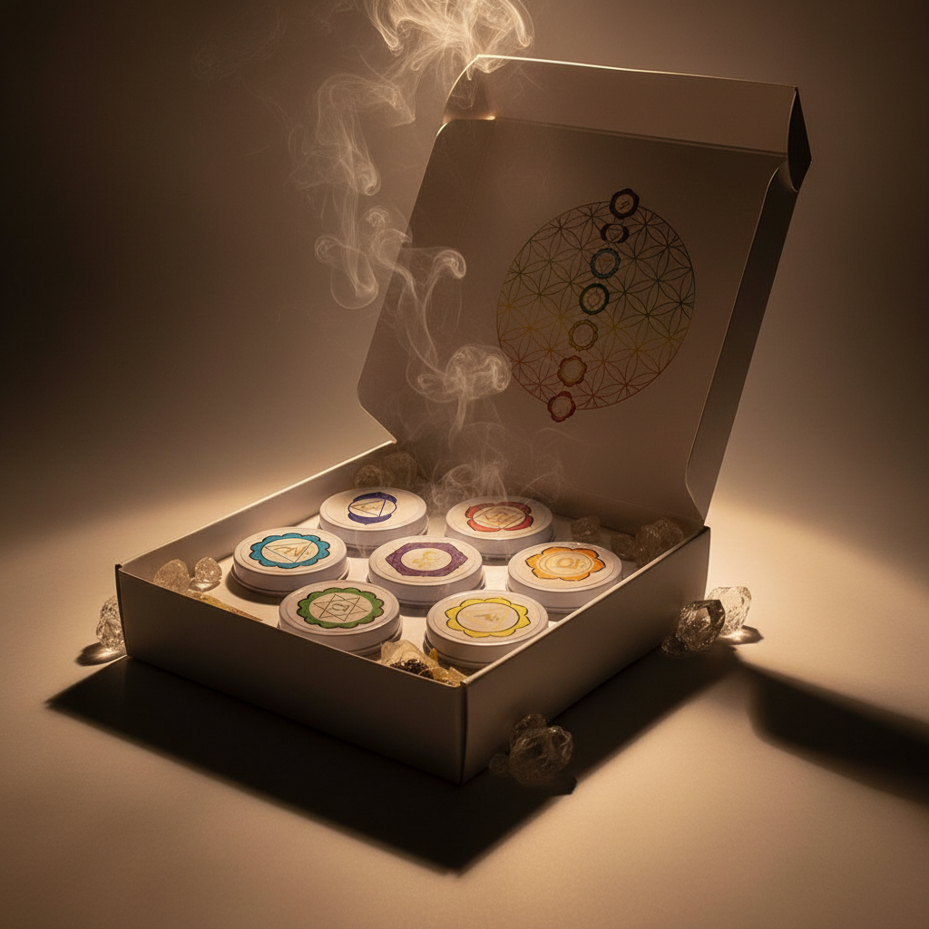 Emporia 7 Chakra Soy Wax Candle Gift Set – 7 Pack Meditation Candles with Crystals