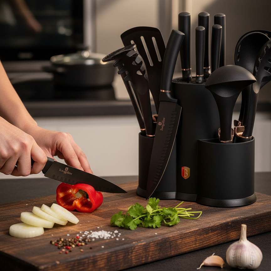 Berlinger Haus 12-Piece Kitchen Knife Set with Tools & Storage Stand