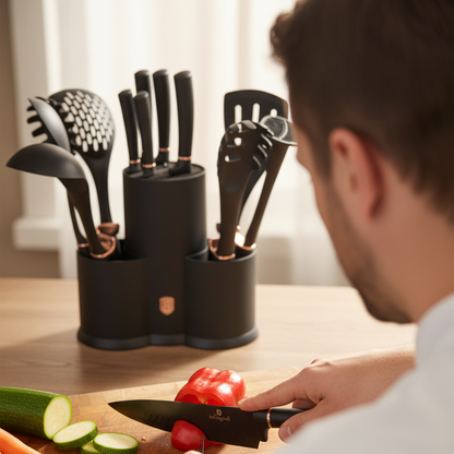 Berlinger Haus 12-Piece Kitchen Knife Set with Tools & Storage Stand