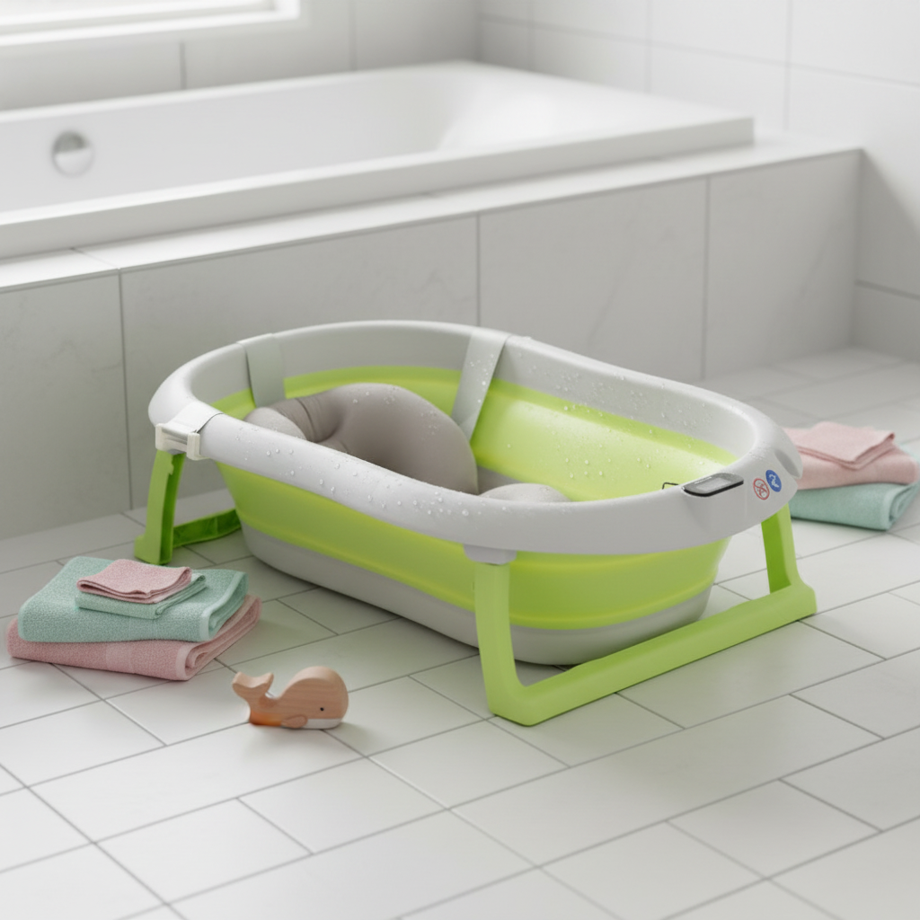 Foldable Baby Bath Tub With Digital Thermometer