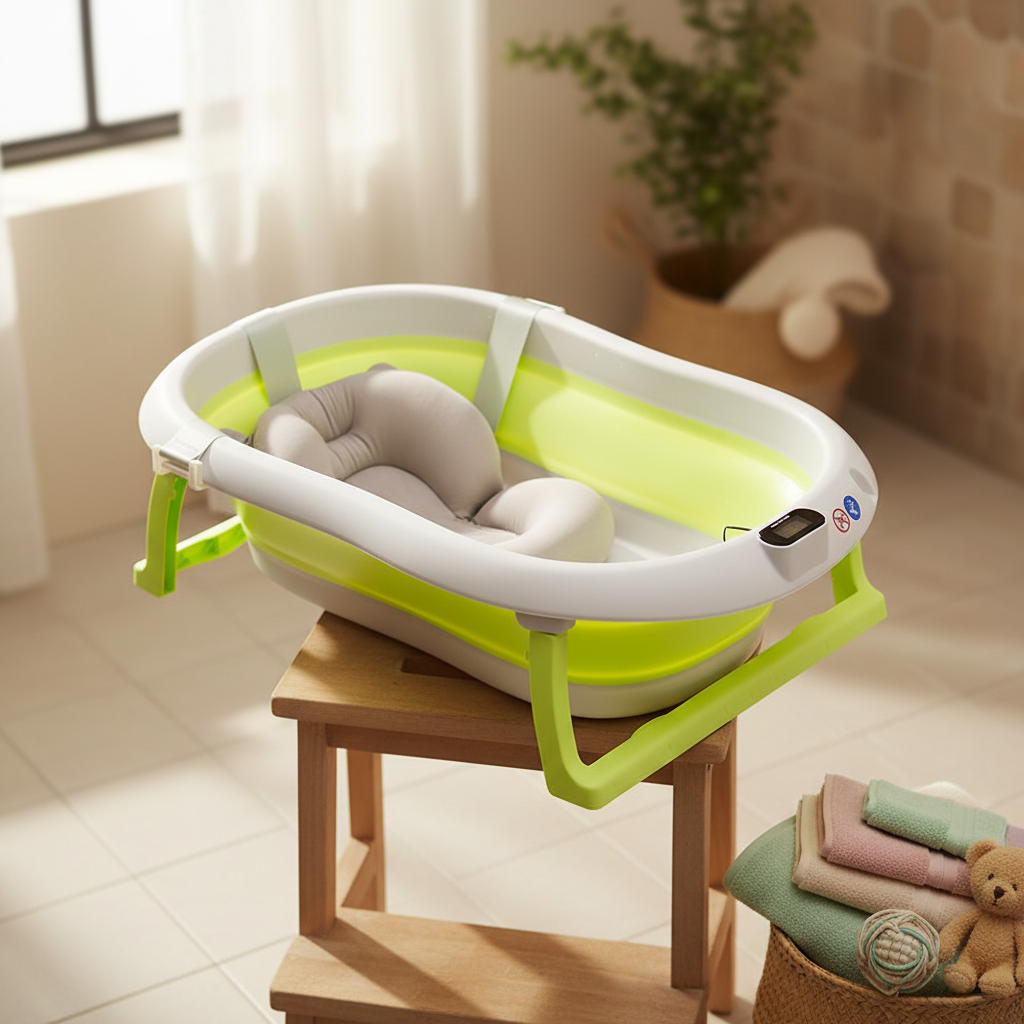 Foldable Baby Bath Tub With Digital Thermometer