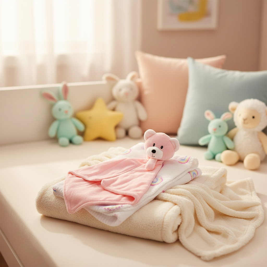 Baby Blanket With Comforter Set Pink 90x75cm, 100% Wool Baby Blanket And Security Blanket - Soft Baby Comforter 30cm With Plush Blanket, pink