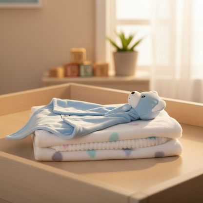 Baby Blanket With Comforter Set Pink 90x75cm, 100% Wool Baby Blanket And Security Blanket - Soft Baby Comforter 30cm With Plush Blanket, blue