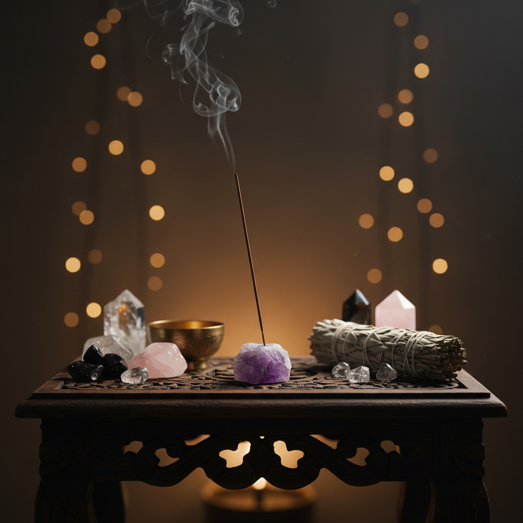 Amethyst Incense Stick Holder Natural Raw Crystal 3–5 cm – Premium Quality Handcrafted Incense Burner with Genuine Raw Amethyst Stone