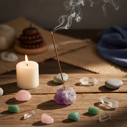 Amethyst Incense Stick Holder Natural Raw Crystal 3–5 cm – Premium Quality Handcrafted Incense Burner with Genuine Raw Amethyst Stone